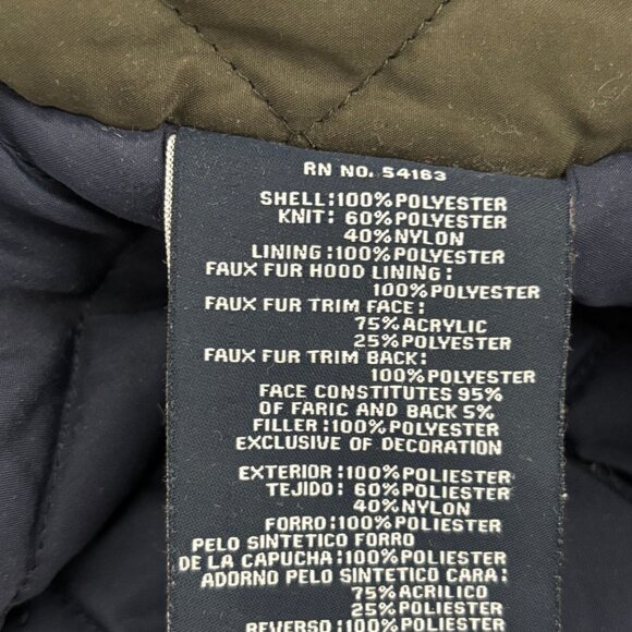 Tommy Hilfiger Men's Performance Parka Jacket Olive Green Medium Faux Fur Trim - Picture 11 of 13